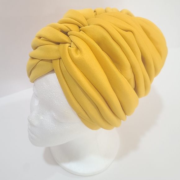 Handmade Pre-styled African Head Wrap, Yellow - Picture 8 of 12